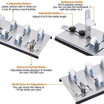 Glass Bottle Cutter, Upgrade Glass Cutter for Bottles, DIY Bottle Cutter & Glass Cutter Kit for Cutting Wine, Beer, Liquor, Whiskey, Alcohol, Champagne,Alcohol Round Bottles