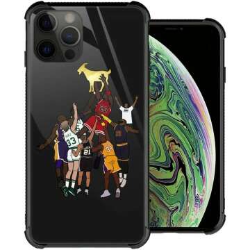 Compatible with iPhone 14 Case, Basketball Player iPhone 14 Cases, Organic Glass Back+Soft Silicone TPU Shock Protective Case for iPhone 14 6.1-inch