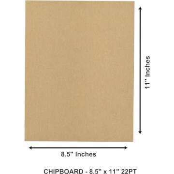 Chipboard Sheets 8.5" x 11" - 100 Sheets of 22-Point Kraft Board for Crafts, DIY Projects, and Packaging - Durable Alternative to Cardboard Sheets and MDF Board