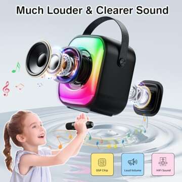 Mini Karaoke Machine with Wireless Mics & Bluetooth