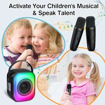 Mini Karaoke Machine with Wireless Mics & Bluetooth