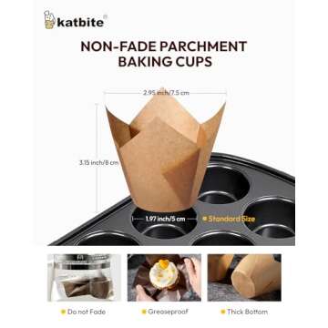 Katbite Tulip Cupcake Liners Holders 200PCS, Muffin Baking Cups, Cupcake Wrapper for Party, Wedding, Birthday, Christmas