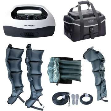 DOCTOR LIFE SP-2000 Full Body, XL Boots, Sequential Air Compression Massager. Blood & Lymphatic Circulation Therapy System : Pump, Boots. and Arm. Waist. Carry Bag.
