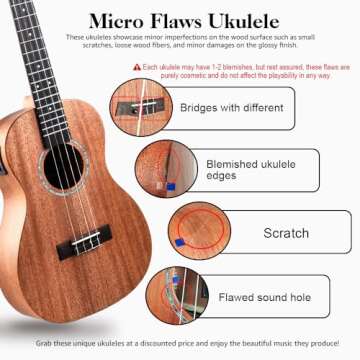 Minor Imperfections - Caramel CB402 Baritone Electric Ukulele All Solid Mahogany Wood 30'' Professional Wood Ukulele