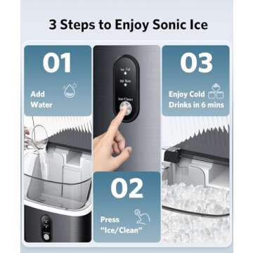 Kndko Nugget Ice Maker Countertop, Portable Crushed Pellet Ice Machine, Soft Pebble Ice Cubes in 6 Mins, 35Lbs/24H, Self Cleaning Sonic Ice Makers with One-Click Operation for Home Bar Camping RV