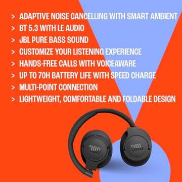 JBL Tune 770NC Headphones - Renewed, Bluetooth 5.3