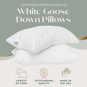 East Coast Bedding - King Size Pillow Pack of 1 - Firm Luxury Hotel Pillow for a Luxury Bed - 100% European Goose Down Pillow 800FP - Featherless Pillow for Sleeping