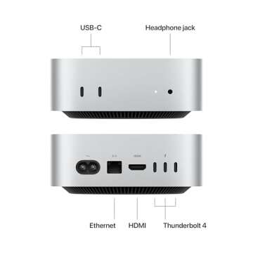 Apple 2024 Mac Mini Desktop Computer with M4 chip with 10‑core CPU and 10‑core GPU: Built for Apple Intelligence, 16GB Unified Memory, 512GB SSD Storage, Gigabit Ethernet. Works with iPhone/iPad