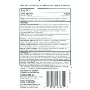 Rite Aid Maximum Strength Liquid Anesthetic Oral Pain Relief - .5 fl oz, Benzocaine 20% | Pain Relief Medications & Treatments | Canker Sore and Tooth Pain Relief for Adults | Mouth Sores Treatment