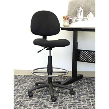 Boss Office Products Ergonomic Works Drafting Chair without Arms in Black