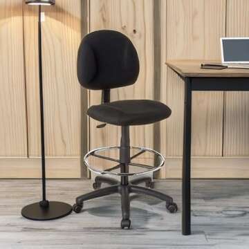 Boss Office Products Ergonomic Works Drafting Chair without Arms in Black