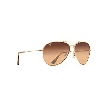 Maui Jim Men's and Women's Mavericks Polarized Aviator Sunglasses, Gold/HCL® Bronze, Medium