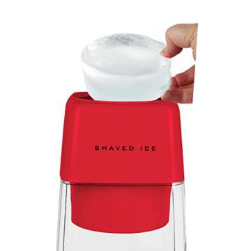 Nostalgia Retro Electric Table-Top Snow Cone Maker, Vintage Shaved Ice Machine Includes 1 Reusable Plastic Cup and Ice Mold, Red