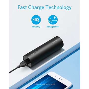 Anker PowerCore 5,000mAh Portable Charger, Ultra-Compact 5K External Battery with Fast-Charging Technology, Power Bank for iPhone, iPad, Samsung Galaxy and More