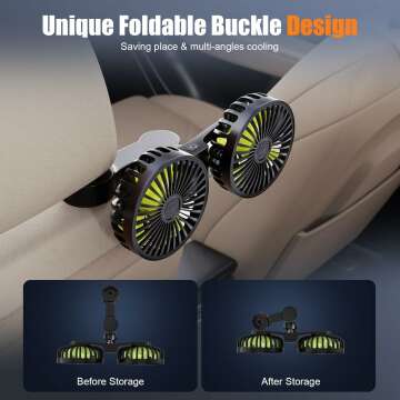 Dual Head USB Car Cooling Fan for Backseat Comfort