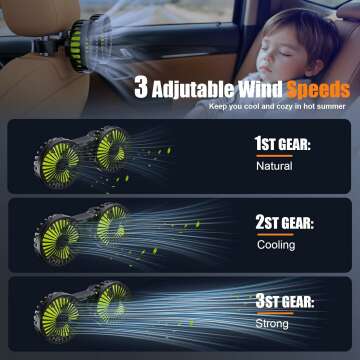 Dual Head USB Car Cooling Fan for Backseat Comfort