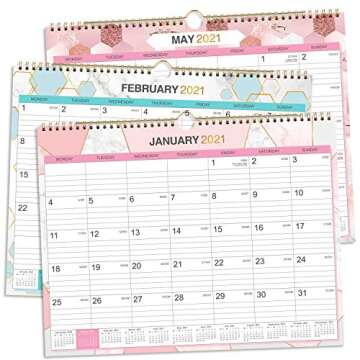 2021-2022 Desk Calendar - Large Desk/Wall Calendar 2-in-1, 22" x 17", 18 Monthly Calendar, July 2021 - December 2022 with Corner Protectors, Ruled Blocks - Black Floral