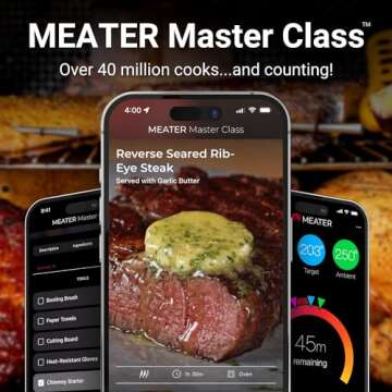 MEATER Pro: Smart Bluetooth Wireless Meat Thermometer Digital | 1000°F Heat Resistance | Long Range | Certified Accuracy | BBQ, Oven, Grill, Smoker, Air Fryer, Deep Fryer | 50+ Recipes in App