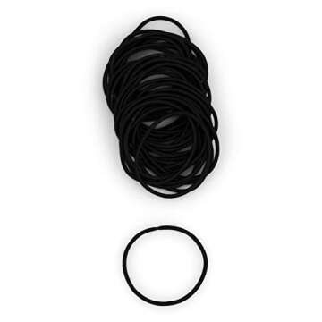 Heliums Thin Hair Elastics - Black - 2mm Hair Ties for Thin Hair, 1.75 Inch, Medium Hold No Damage Ponytail Holders - 40 Count