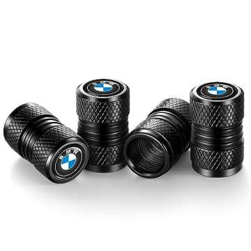 Metal Auto Tire Valve Stem Compatible with BMW 1 2 3 4 5 6 7 Series X1 X2 X3 X5 X6 X7 Trim Styling Decoration Accessories 4pcs Black