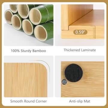 Bamboo Mail Organizer,4 Slots File Organizer for Desk,Mail Organizer Countertop Desk Organizer for Bill/Envelop/File/Ipad/Book,File Folder Organizer Mail Sorter for Office Home