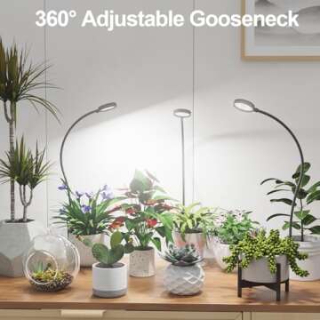 GYTF LED Grow Light, 6000K White Full Spectrum Plant Light for Indoor Plants, Gooseneck Clip-on Plant Lamp with Dimmable, Auto ON/Off 4 8 12 18Hrs for Small Pot Houseplants