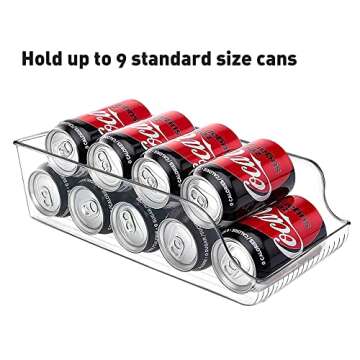 TOPULORS 2 Pack Soda Can Organizer for Refrigerator Durable Coke Beverage Holder for Fridge, Storage Rack Bin for Freezer, Kitchen, Pantry, Countertops, Cabinets, Clear Plastic Canned Food Dispenser