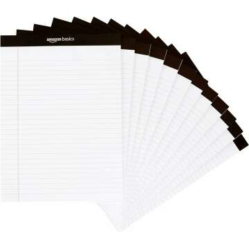 Amazon Basics Wide Ruled Lined Writing Note Pad - Perfect for School & Office