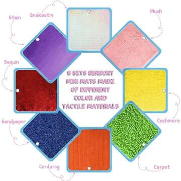 Boao 8 Set Mini Sensory Mats Assorted Textured Play Mat Sensory Mats for Texture Sensory Floor Tiles Educational Tactile Sensory Toys for Activity(Square, 7.9 Inch)