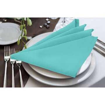 Utopia Home [24 Pack, Aqua] Cloth Napkins 17x17 Inches, 100% Polyester Dinner Napkins with Hemmed Edges, Washable Napkins Ideal for Parties, Weddings and Dinners