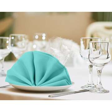 Utopia Home [24 Pack, Aqua] Cloth Napkins 17x17 Inches, 100% Polyester Dinner Napkins with Hemmed Edges, Washable Napkins Ideal for Parties, Weddings and Dinners