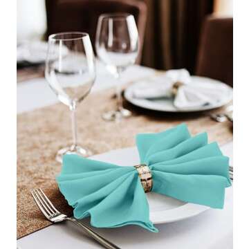 Utopia Home [24 Pack, Aqua] Cloth Napkins 17x17 Inches, 100% Polyester Dinner Napkins with Hemmed Edges, Washable Napkins Ideal for Parties, Weddings and Dinners