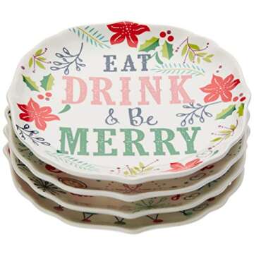 Precious Moments 191426 Christmas Merry Moments Ceramic Dessert Plates Set of Four