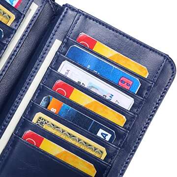 SENDEFN Wallets for Women Genuine Leather Credit Card Holder with RFID Blocking Large Capacity Wristlet