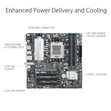 ASUS Prime B650M-A AX II AMD B650 AM5 Ryzen™ Desktop 9000 8000 & 7000 Micro-ATX mATX Motherboard, DDR5, PCIe 5.0 M.2, 2.5Gb LAN, Wi-Fi 6, DisplayPort, HDMI®, BIOS Flashback™ (Renewed)