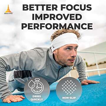 Mens Headband - Guys Sweatband & Sports Headband for Running, Crossfit, Working Out and Dominating Your Competition - Performance Stretch & Moisture Wicking