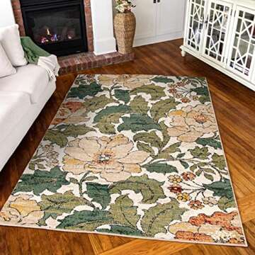 Simply Southern Cottage Jefferson Floral Area Rug, 8' x 10', Green