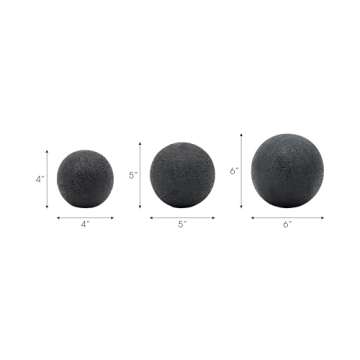 Sagebrook Home Set of 3 Decorative Orbs - Contemporary Modern Black Beaded Ceramic Orbs for Home or Office Table Decor - 4", 5", 6" Round Decorative Orbs