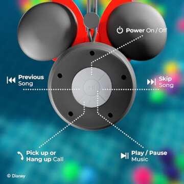 Disney Minnie Mouse Ears Bluetooth Shower Speaker with Suction Cup – Disney IPX4 Rated Water Resistant Speaker for Shower, Baths| Up to 5 HRs Playtime, Built in Button Controls and Mic for Phone Calls