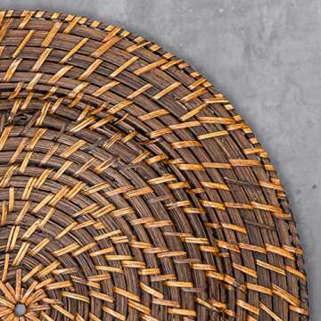 Artera Wicker Rattan Charger Plates - Set of 4, 13 inch Round Woven Plate Holder, Decorative Service Plates for Home, Professional Fine Dining Perfect for Events & Dinner Parties