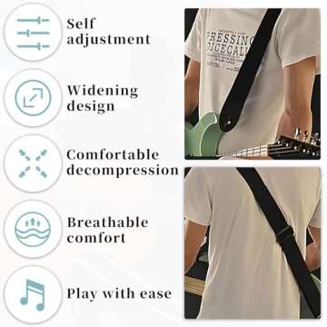 Qivorimith Guitar Strap,Acoustic Electric Guitar With 3 Pick Holders and 6 PCS Picks Guitar Accessories,Available for All Guitars