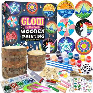 klmars Kids Wooden Painting Kit - Glow in the Dark Arts & Crafts Gifts