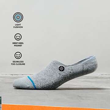 Stance No Show Gamut 2 Socks [3 Pack] (Medium, Grey Heather)