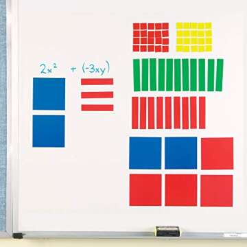 Learning Resources Magnetic Algebra Tiles, Algebraic Math Skills, Magnets for Any Magnetic Surface, 72 Piece Set, Ages 11+