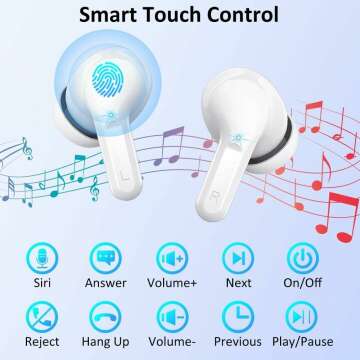 Wireless Earbud, Bluetooth Headphones 5.3 NEW 40H Ear Buds Bass Stereo Earphones Noise Cancelling Earbud with 4 ENC Mic, in-Ear Bluetooth Earbud USB-C LED Display IP7 Waterproof Sport for Android iOS