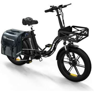 EVERCROSS EK6 Electric Bike 20" x 4.0 Fat Tire Foldable E Bike with 48V 15Ah Removable Battery, 750W Mountain Adult Electric Bicycle with 7 Gears, 55-100KM Long Mileage