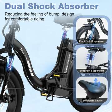 EVERCROSS EK6 Electric Bike 20" x 4.0 Fat Tire Foldable E Bike with 48V 15Ah Removable Battery, 750W Mountain Adult Electric Bicycle with 7 Gears, 55-100KM Long Mileage