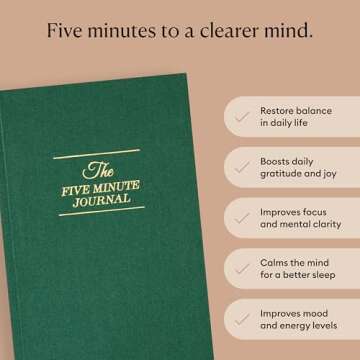 The Five Minute Journal, Original Daily Gratitude Journal 2025, Reflection Manifestation Journal for Mindfulness, Undated Daily Journal with Gold Foiling, Plastic-Free, Green - Intelligent Change