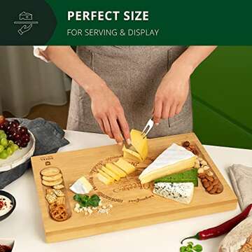 ROYAL CRAFT WOOD Premium Bamboo Charcuterie Board Set - Cheese Platter & Serving Tray & Serving Utensils - Perfect Housewarming Gift, Wedding, Bridal Shower Gift - Ideal for Entertaining and New Home