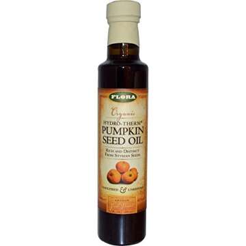 Flora - Organic Hydro-Therm Pumpkin Seed Oil, Culinary Oil for Healthy Cooking, 8.5-oz. Glass Bottle